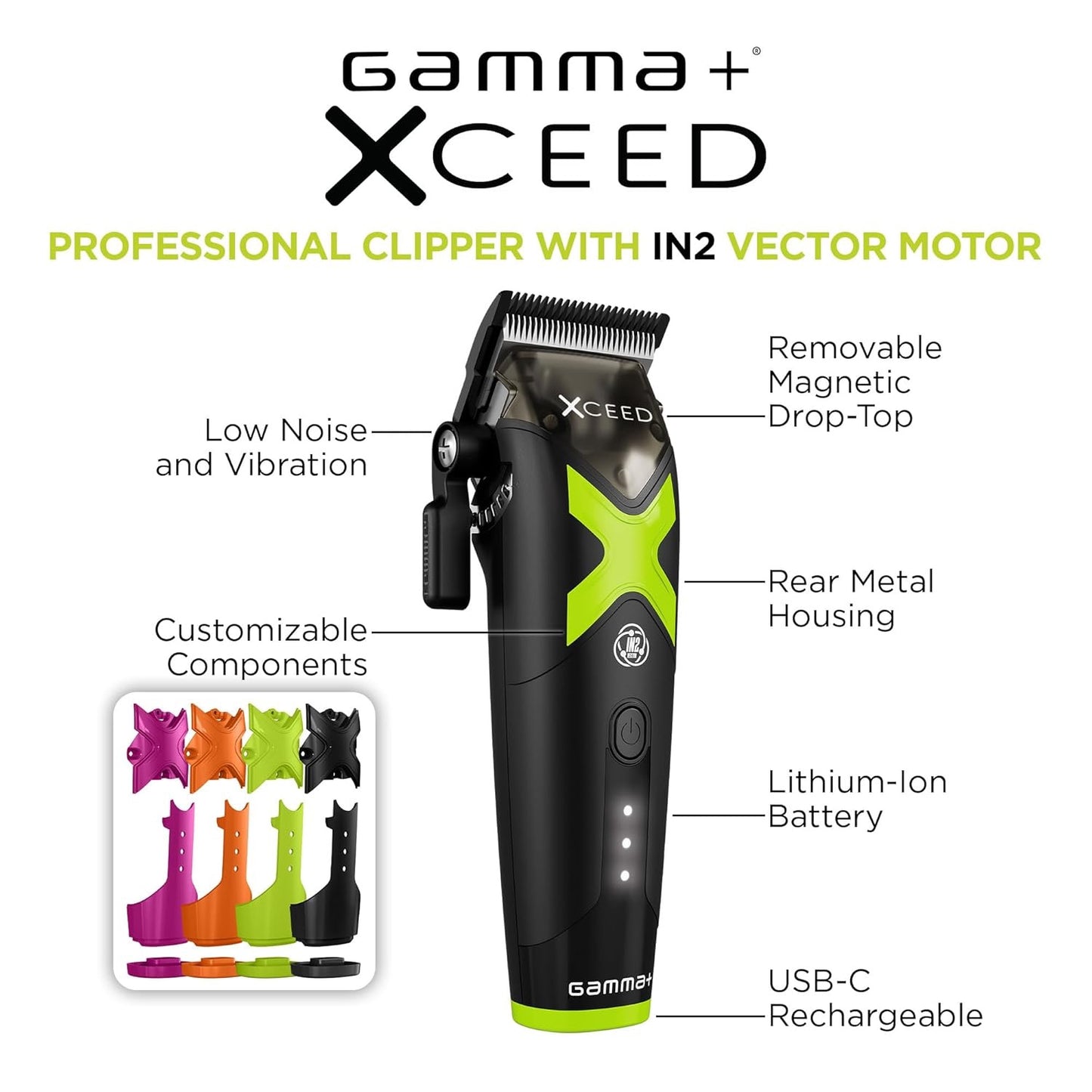 Gamma+ XCEED Professional IN2 Vector Motor Cordless Clipper