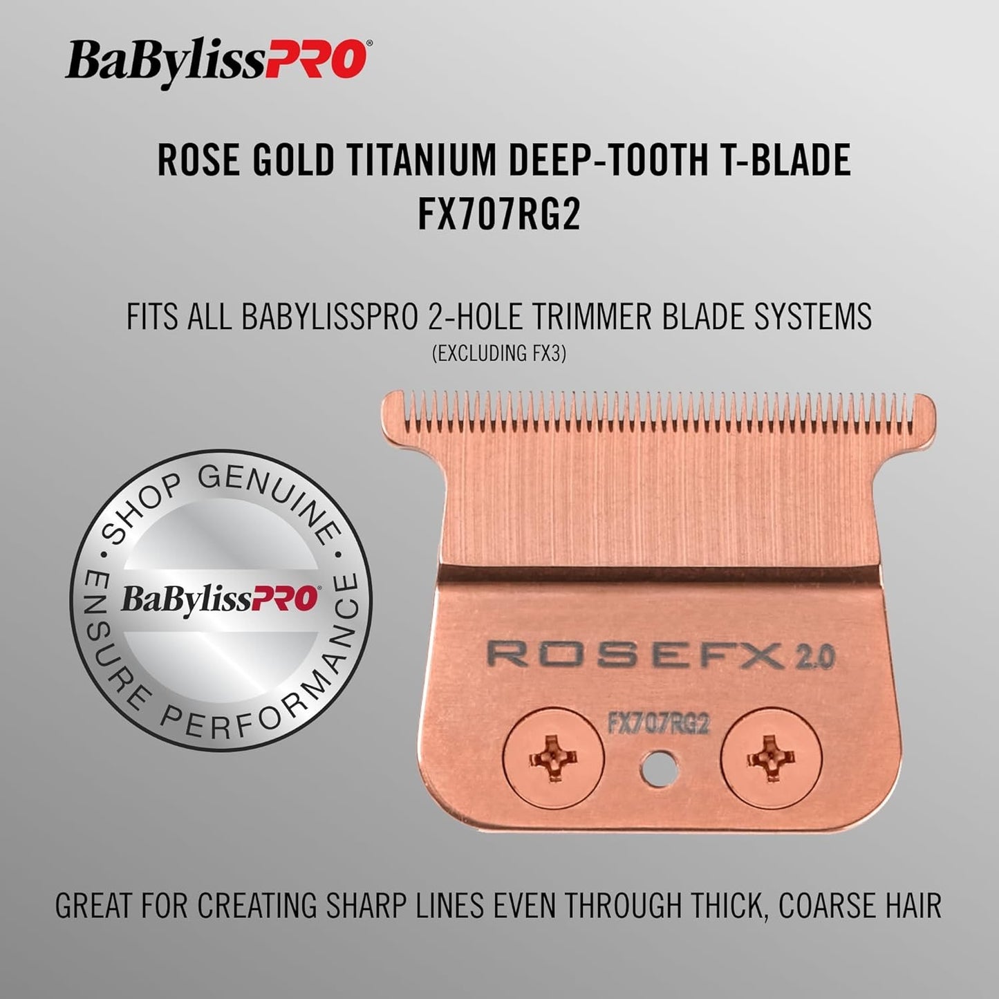 BaBylissPRO Blades, Rose Gold Deep-Tooth T-Blades