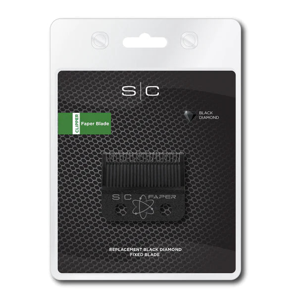 StyleCraft Replacement Fixed Black Diamond Carbon DLC Faper Hair Clipper Blade with Moving Black Diamond Carbon Slim Deep Tooth Cutter set